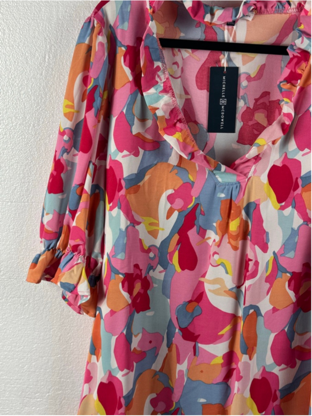 NWT Michelle McDowell Floral Julie Dress River Iris Colorway Bell Sleeve Sz XXL - Picture 2 of 10